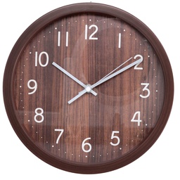 [V1871670000] Orologio plastica effetto legno noce tondo cmø25
