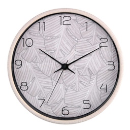[V1871750000] Orologio plastica foglie beige tondo cmø32h4