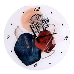 [V1871320000] Orologio vetro astratto bianco tondo cmø30x4