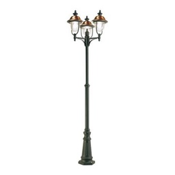 [SOV199/14] Palo 3 luci in pressofusione di alluminio grigio e rame da esterno h.244 cm