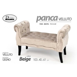 [GIC801594] Panca arredo in velluto beige scendiletto cm 100 x 40 x 61 h