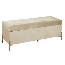 [V2808370000] Panca contenitore velluto crema cm 115x40h45