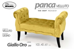 [GIC830297] Panca in velluto giallo gambe in legno