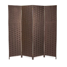[V42056600GR] Paravento poliestere 4 ante noce cm 40h175