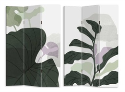 [V4214410000] Paravento stampa foglie verde 3 ante rettangolare cm 120,6x2,5xh180,6x2,5xh180