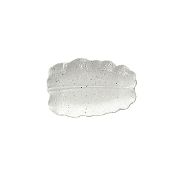 [20003566] Piatto foglia ondulato Stoneware grigio 18x12x2,5h cm