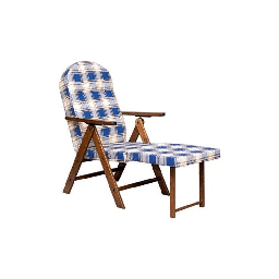 [049549] Poltrna Amalfi con poggia piedi scozzese blu