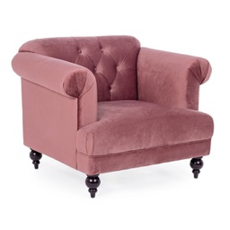 [B0748205] Poltrona Blossom classica effetto velluto rosa antico 97x82x78h cm