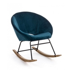 [B0743488] Poltrona a dondolo Annika effetto velluto blu pavone