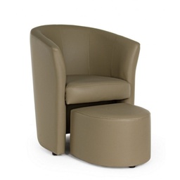 [B0743342] Poltrona in similpelle con pouf estraibile Tortora RITA 64,5x 59,5x h78 cm