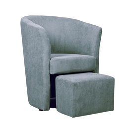 [FZ92988] Poltrona in tessuto con pouf estraibile DJERBA Grigio Chiaro 63,5x 62,5x h76 cm