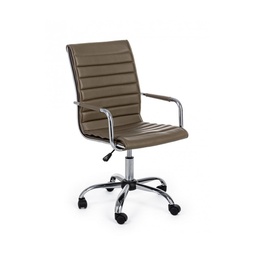 [B5710211] Poltrona ufficio con braccioli Perth marrone in ecopelle