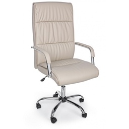 [B5710222] Poltrona ufficio con braccioli Queensland in ecopelle tortora