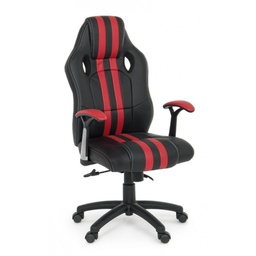 [B0710223] Poltrona ufficio con braccioli Spider rosso in similpelle