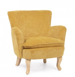 [B0748244] Poltrona vintage Chenille Imbottita in velluto Ocra