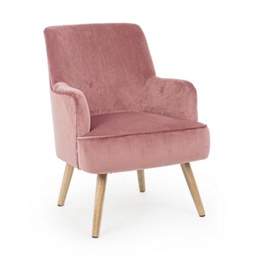 [B0748174] Poltrona vintage da soggiorno in velluto Rosa Antico ADELINE 60x67x h79 cm