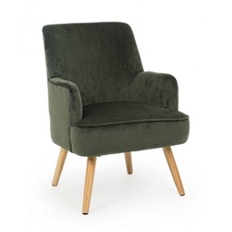 [B0748175] Poltrona vintage da soggiorno in velluto Verde Scuro ADELINE 60x67x h79 cm