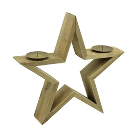 [V6082400000] Portacandele legno stella 2p cm36x8h40