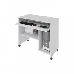 [056802] Portacomputer Bianco con ruote in legno nobilitato H.76x93 x48,5 cm Iperbriko