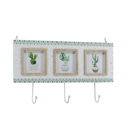 [V3313390000] Portafoto muro legno cactus multiplo 3pcon appendino 3 posti cm34x19,5x3,5