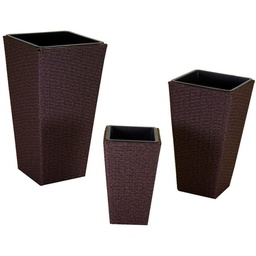 [V36303800NO] Portavaso polyrattan quadro noce cm 35,5 x 35,5 x h 66