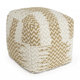 [B0720835] Pouf Timbuctu Bianco-Beige 45x45 cm in tessuto