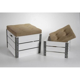 [GIC790027] Pouf cassetta legno cassapanca pz 2