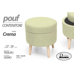 [GIC761478] Pouf con contenitore crema tondo cm cm 37 x 39 h