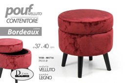 [GIC801716] Pouf contenitore bordeaux apribile cm 37 x 40 h
