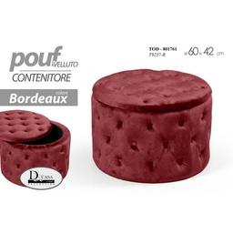 [GIC801761] Pouf contenitore retro bordeaux apribile cm 60