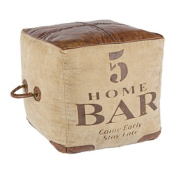 [B0720030] Pouf cubo in pelle stile industriale cm 45x45x45h