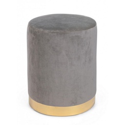 [B0748177] Pouf grigio effetto velluto con fascia oro cm 35 x 40 h