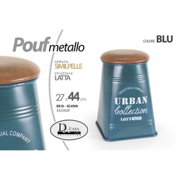 [GIC824500] 2x Pouf in latta industrial arredo moderno blu cm 27 x 44 h