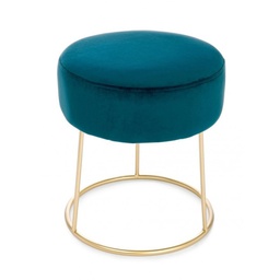 [B0720883] Pouf in velluto Blu CLARISSA diametro 35x h40 cm