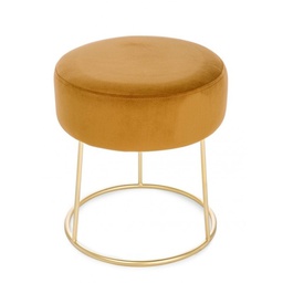 [B0720881] Pouf in velluto Giallo Ocra CLARISSA diametro 35x h40 cm