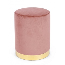 [B0748178] Pouf in velluto Rosa Antico LUCILLA diametro 35x h40 cm