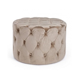 [B0748180] Pouf in velluto Tortora LORELLA diametro 60x h42 cm