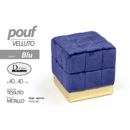[GIC801976] Pouf in velluto quadrato cm 40 blu poggiapiedi