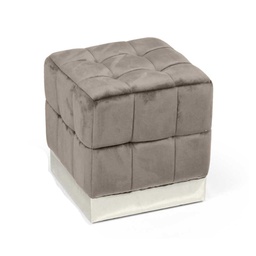 [GIC802362] Pouf in velluto quadrato cm 40 tortora poggiapiedi