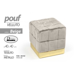 [GIC801945] Pouf quadrato arredo moderno beige cm 40 seduta o poggiapiedi