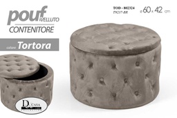 [GIC802324] Pouf retro contenitore tortora apribile cm 60 x 42 h