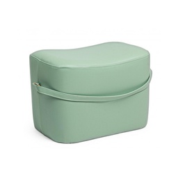 [B0720686] Pouf rettangolare in similpelle con manico GIONA Verde Chiaro 51x34x h35 vm
