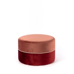 [CO/076/RB] Pouf velluto legno rosa antico e bordeaux cm 62 x 62 x h 39