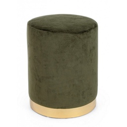 [B0748179] Pouf verde effetto velluto con fascia oro cm 35 x 40 h