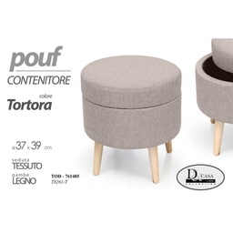 [GIC761485] Pouff camera con contenitore tortora cm 37 x 39 h