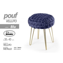 [GIC790676] 2x Pouff in velluto blu struttura oro cm 35 x 43 h