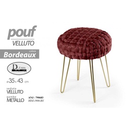 [GIC790683] 2x Pouff in velluto bordeaux struttura oro cm 43