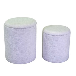 [V2809350000] Puff contenitore tessuto boucle 1-2 bianco cm ø39h49