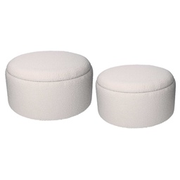 [V2809820000] Puff contenitore tessuto boucle 1-2 crema tondo cmø60h33
