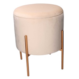 [V2809850000] Puff contenitore tessuto crema con gambe cm ø40h51